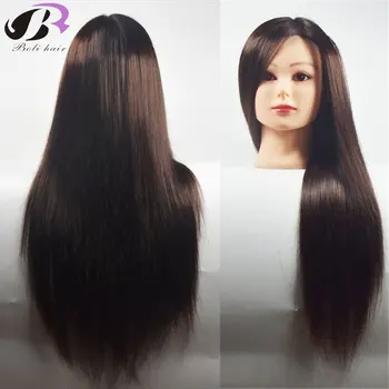 

24" Brown Dummy Mannequin Head Hairdressing Mannequin Training Head with Hair Cosmetology maquiagem head with free Clamp