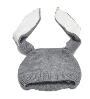 E& Bainel осенне-зимняя вязаная крючком Детская шапка для девочек кролик длинное ухо детские шапки Детская шапочка новорожденный реквизит для фотосессии - Цвет: grey