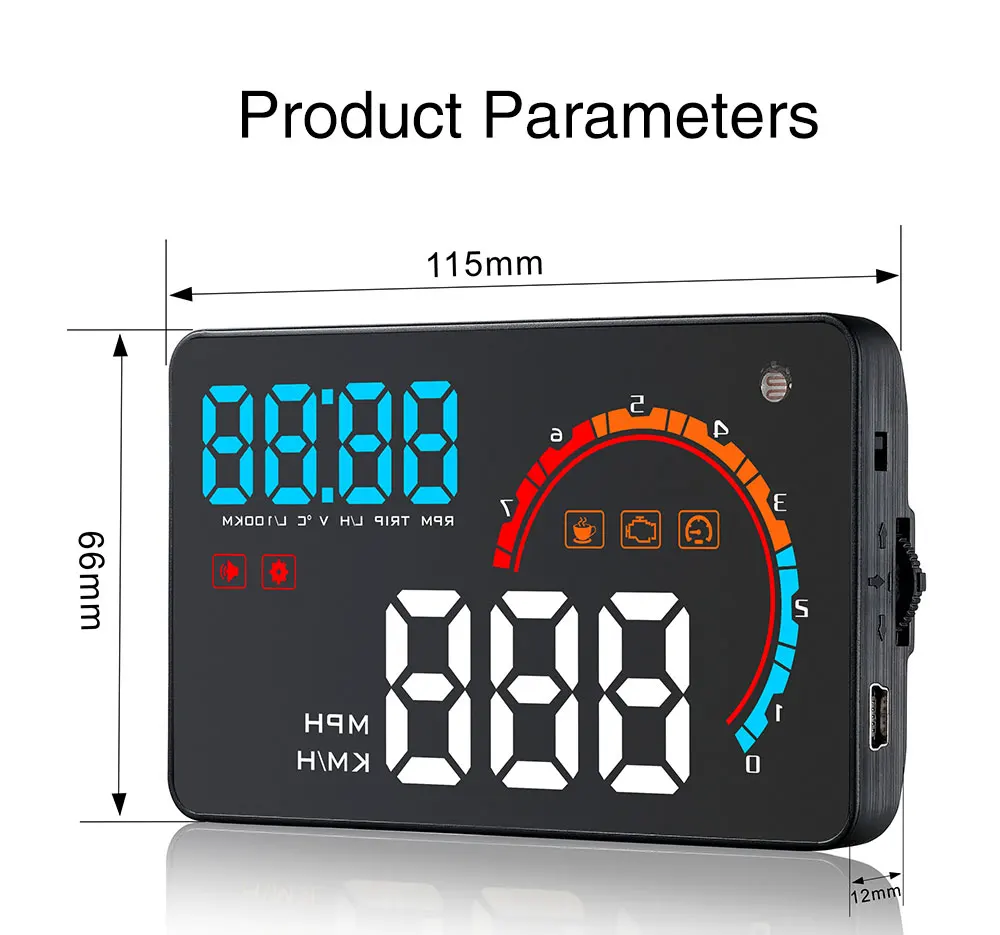 Geyiren D2000 автомобильный OBD2 gps HUD скорость ometer OBDII Head-Up дисплей скорость об/мин Расход топлива приборной панели лобовое стекло проектор