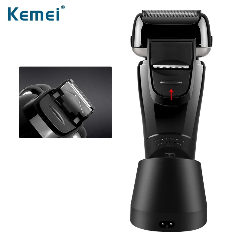 Kemei KM-1531 система для резки с тройным лезвием полностью моющаяся электробритва умный светодиодный дисплей бритва перезаряжаемая бритва