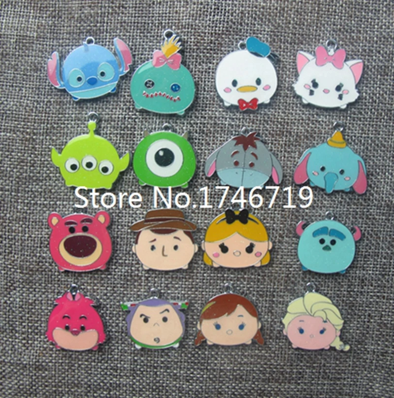 

Hot Sale 10 pcs Cartoon stitch princess eye bear minnie Charm Pendants DIY Jewelry Making Accessories For Best Gift k-98