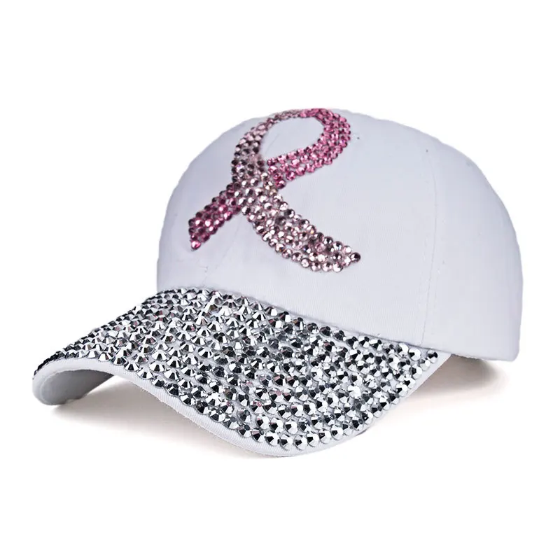 Цветная лента для женщин шипованные Кристаллы Стразы бейсболка с пайетками розовый Swag модная шикарная Повседневная шляпа женская уличная шляпа - Цвет: Белый