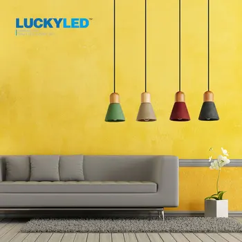 

LUCKYLED pendant lights wood E27 / E26 socket vintage cement pendant lamp for dining room modern indoor Decoration Droplight