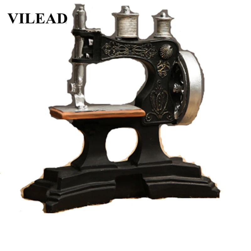 

VILEAD 7.5" Resin Sewing Machine Figurines European Retro Ornament Gifts Vintage Home Decor Entrance Home Decoration Accessories