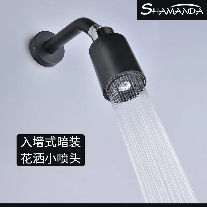 Bathroom Solid Brass High Pressure Small Matte Black Rain Shower Head Wall Mounted ABS Chrome Adjustable Bath Top Spray Shower