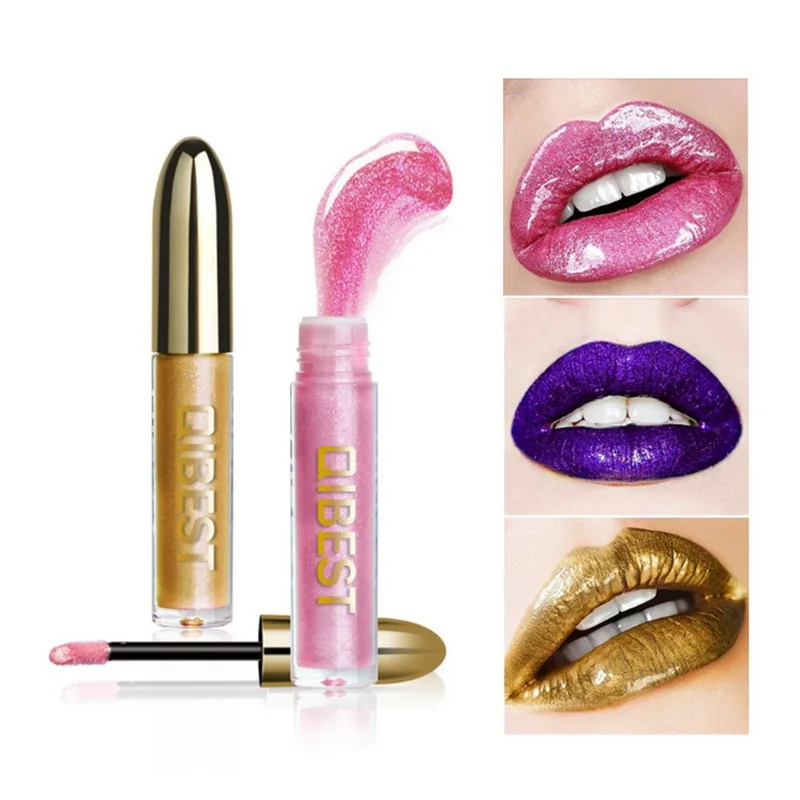 

QIBEST Brand Lip Gloss Make Up Diamond Glitter Waterproof Lipgloss Long Lasting Moisturizer Shimmer Nude Lipstick Liquid Makeup