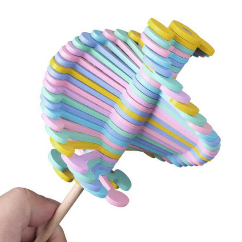 Wooden Rotating Lollipop Sensory Visual Relaxation Desk Toy Novelty & Gag Toys for Kids Adults, 24.5cm
