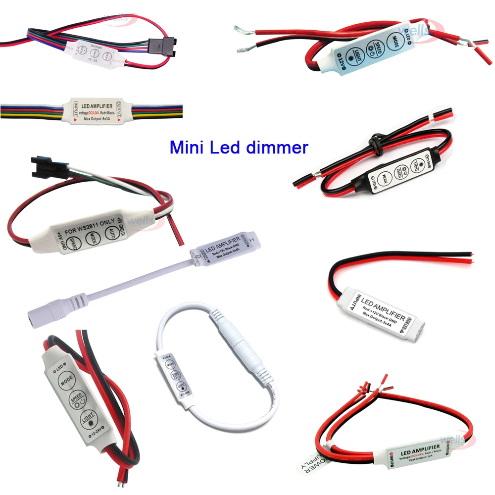 

Mini 3keys 4key DC5V 12V 24V single color/RGB/RGB+CCT led amplifier dimmer controller For 5050 3528 LED Strip light tape lamp