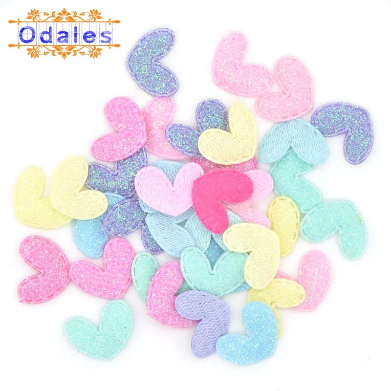 

60Pcs Kawaii Glitter Little Heart Patches 2CM Padded Appliques for Clothes Sewing Supplies DIY Craft Decoration