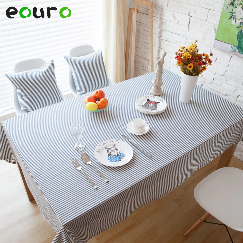 modern striped Linen Cotton Table Cloth cover Rectangular/square Coffee