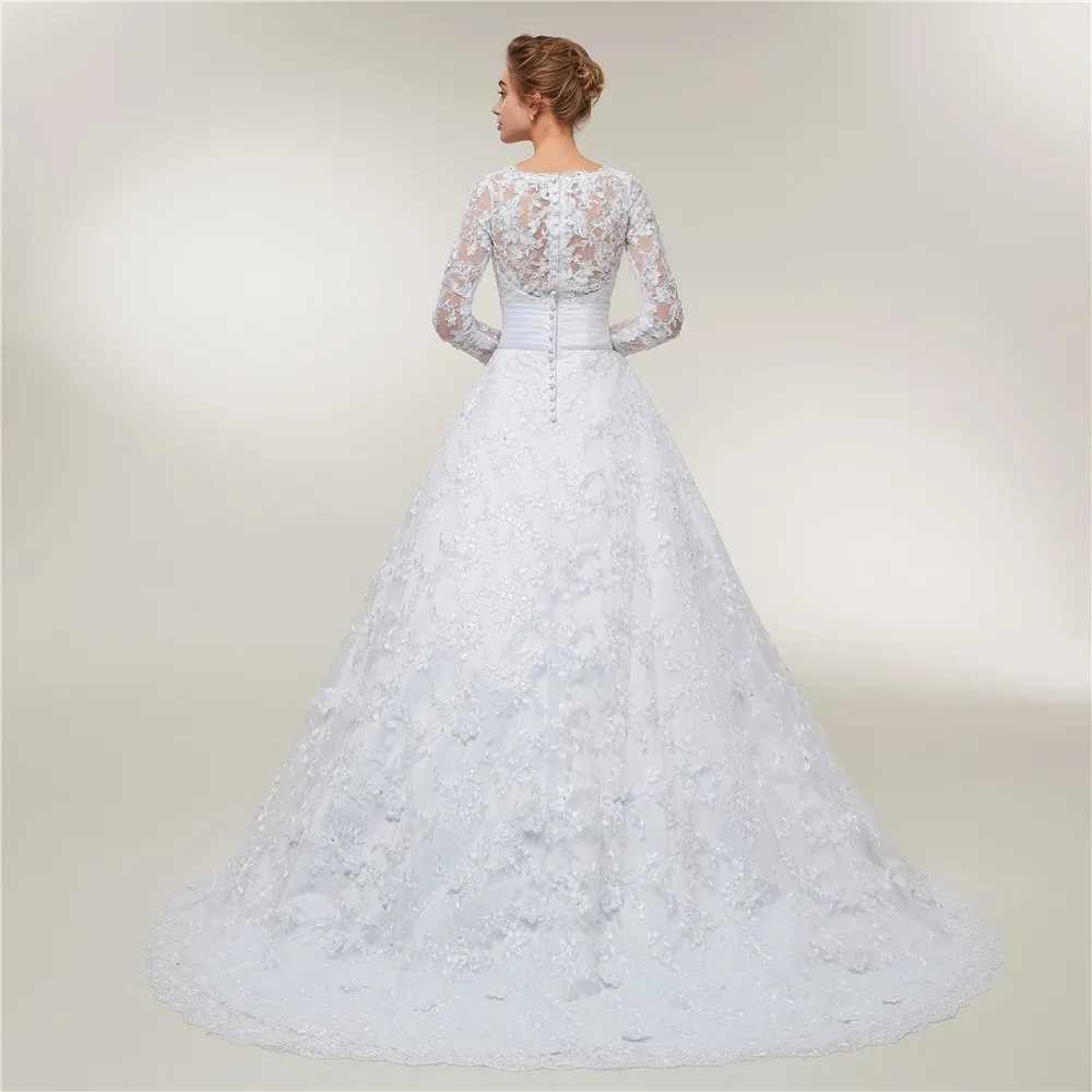 Fansmile Свадебные платья с длинными рукавами и кружевом Vestido De Noiva 2020 размера плюс на