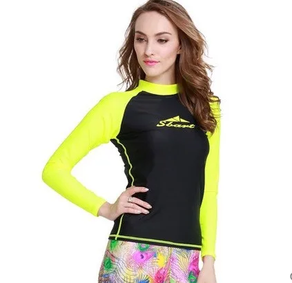 Для женщин рубашки для купания лайкра Surf Одежда высшего качества полосатая блузка для водных видов спорта пляжная одежда с длинным рукавом Rushguard гидрокостюм для дайвинга