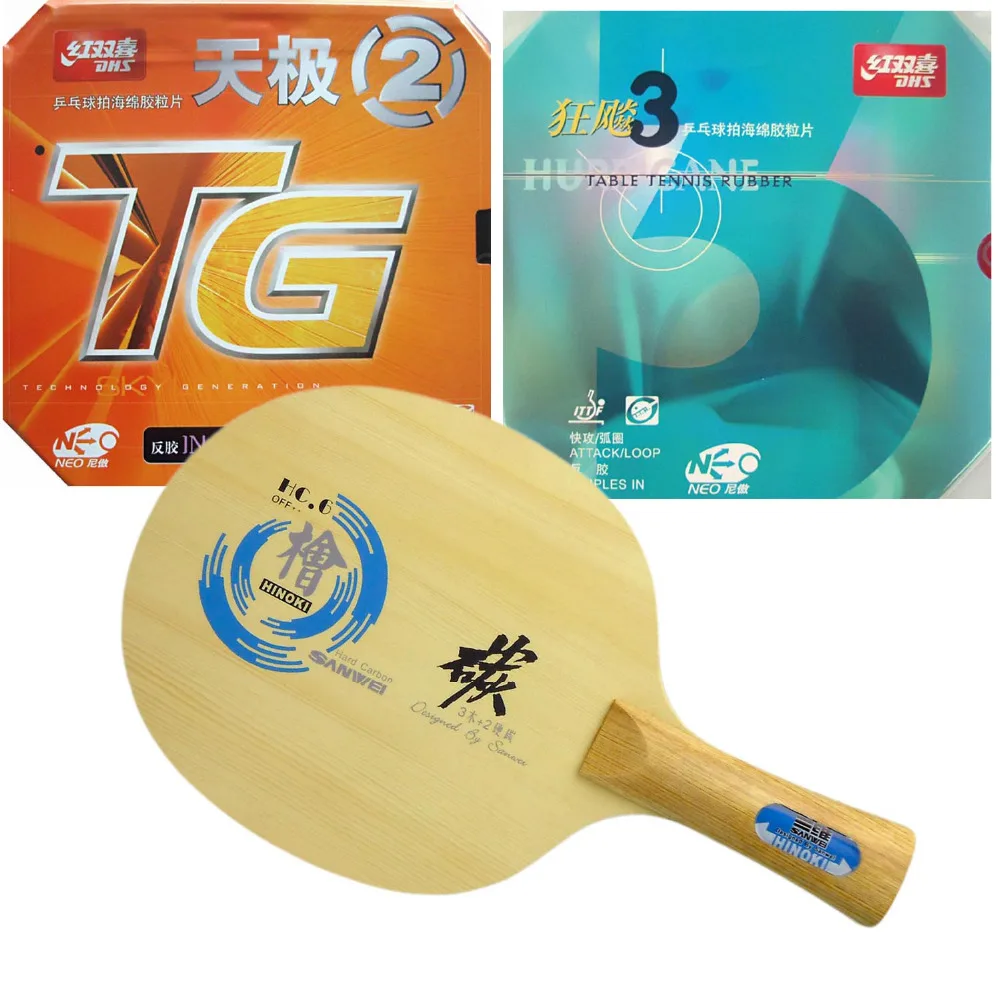 

Original Sanwei HC.6 Table Tennis blade With DHS NEO Hurricane 3 and NEO TG 2 Rubbers Sponge racket shakehand Long Handle FL