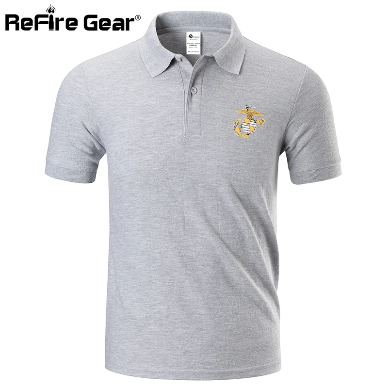 Casual Summer US Marine Corps Print Army Polo Shirt Men Military Style