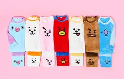 Kpop BTS Bangtan обувь для мальчиков мультфильм BT21 пижамы фланелевые Осень Зима теплые пижамы для мужчин женщин постельное белье ночн