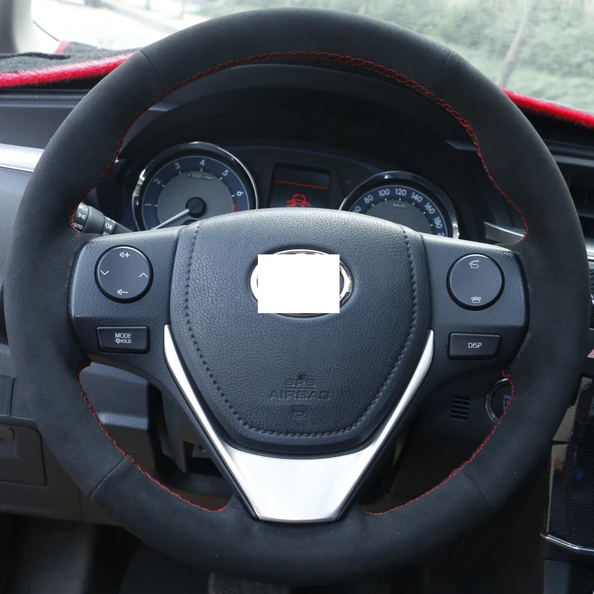 Черная замша DIY сшитая вручную крышка рулевого колеса автомобиля для Toyota 2013- Corolla- Corolla iM(US)- Auris