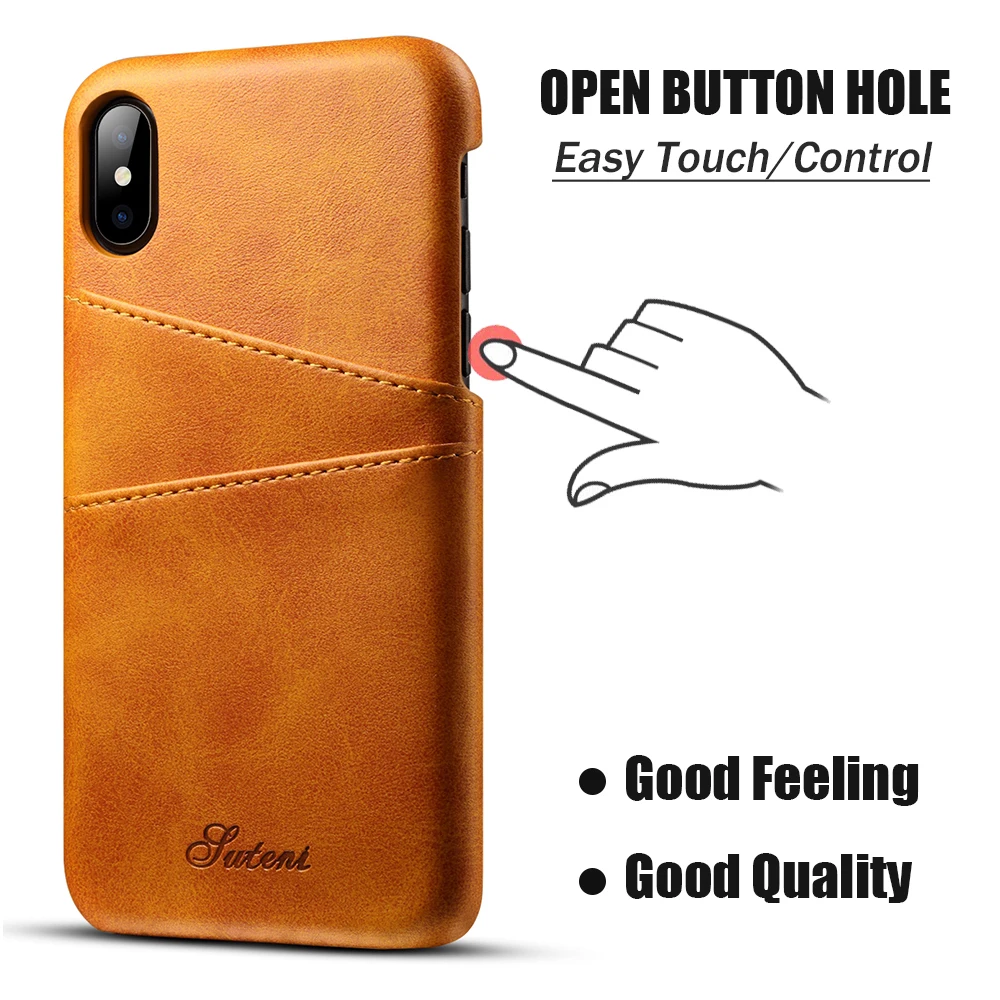 KIPX1014_4_Slim Leather Back Cover For iPhone X Cow Case Ultra Thin Wallet Card Holder Back Covers For iPhone 10