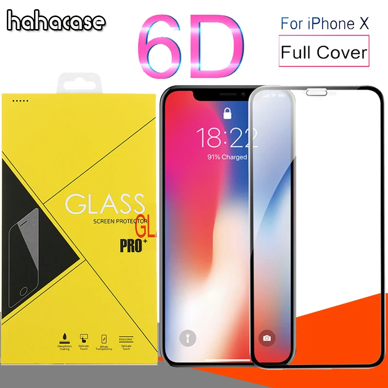 100 шт 6D полное покрытие HD закаленное стекло для iPhone 11 Pro Max XS XR X 8 7 6 6S Plus Защитная пленка с коробкой