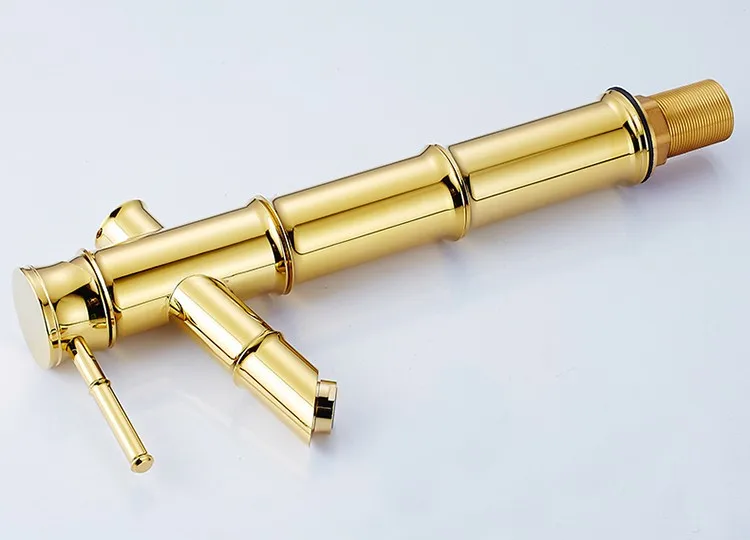 Bochsbc позолота воды смесители Euopean антикварной бамбука Смесители для умывальника горячей и холодной воды Одной ручкой Книги по искусству Золотой смеситель