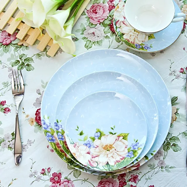 Blue And Pink Fl Dinnerware Set Tableware Bone China 10 5 Inch Blue And Pink Fl Dinnerware Set Tableware Bone China 10 5 Inch Dinner Plate 8 Salad