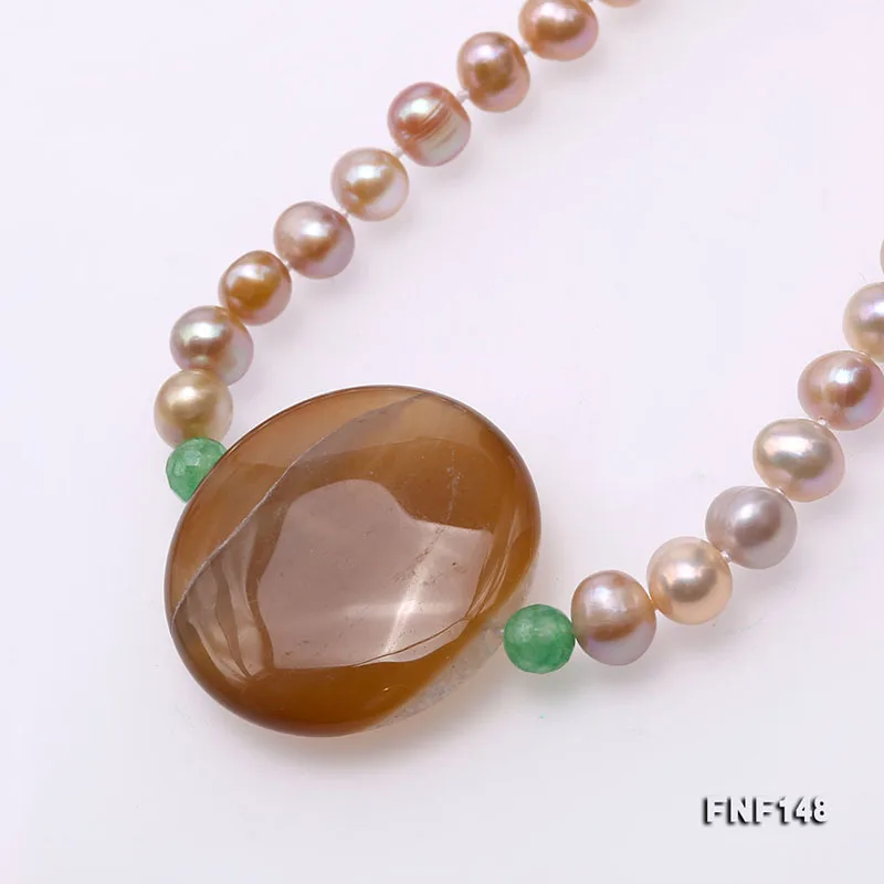 JYX Caramel Sugar! ожерелья с агатом, колье baroqu, жемчужное ожерелье 8-8,5 мм, пресноводные жемчужные ожерелья для женщин, 19 дюймов, подарок матери