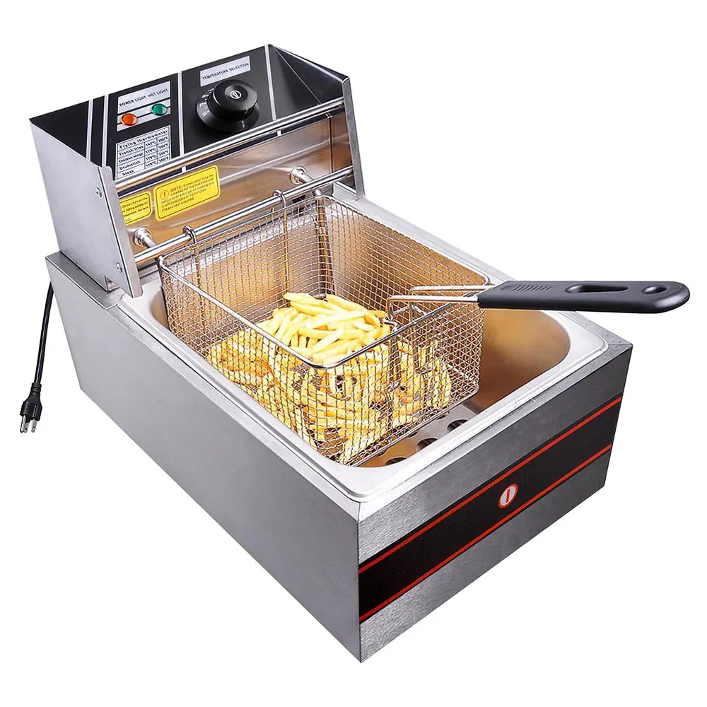 

6L Commercial Stainless steel Countertop Electric Open Potato chips french fries Fryer Dual 1 Tank