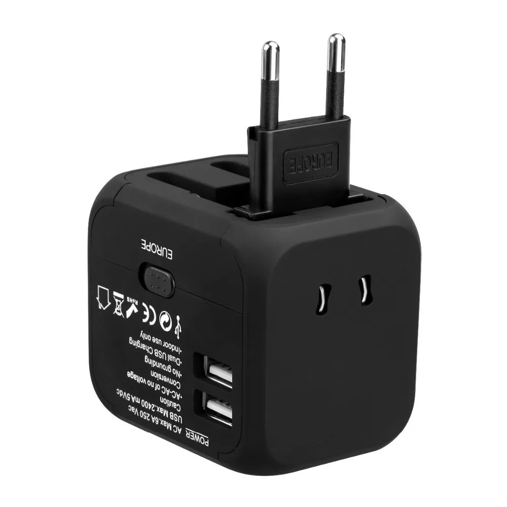 FLOUREON Международный адаптер питания для путешествий с 2.4A двойным USB зарядным