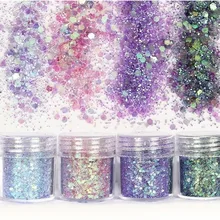 4 цвета/Лот набор инструментов для ногтей с блестками, пылезащитный акриловый камень, инструменты для ногтей, 3D украшения для ногтей, массивный Блестящий Порошок для ногтей, 10 г