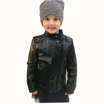 

girls pu jacket rivet zipper Faux Leather clothing 4-13 years old Classic zipper motorcycle 3 color turtleneck Gift for girl