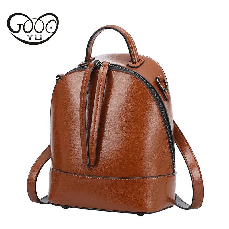 GOOG YU Fashion Genuine Leather Women Backpack Hot High Quality Famous Brand Preppy Style String Women