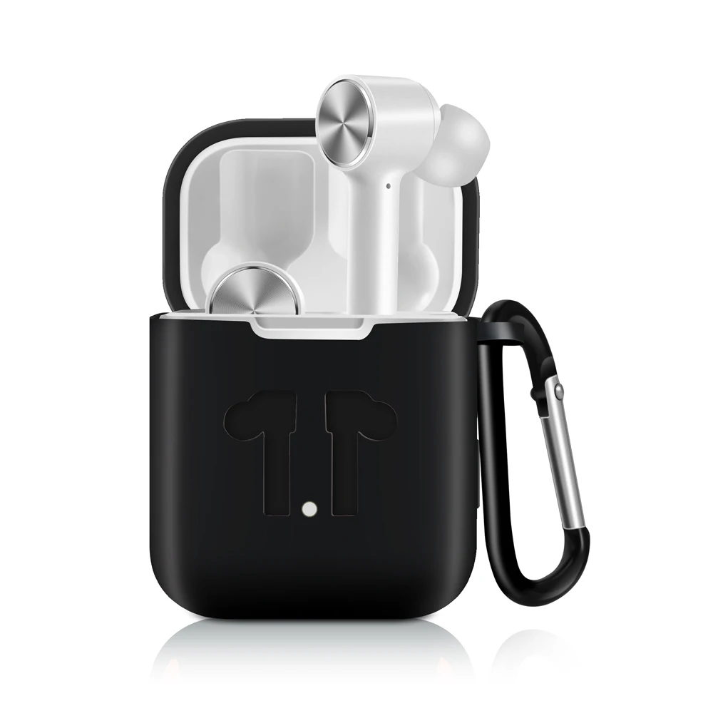 

For xiaomi airdots case Cases Cover Bluetooth Wireless Earphone Silicone Case Dustproof and anti-fall with fixed buckle