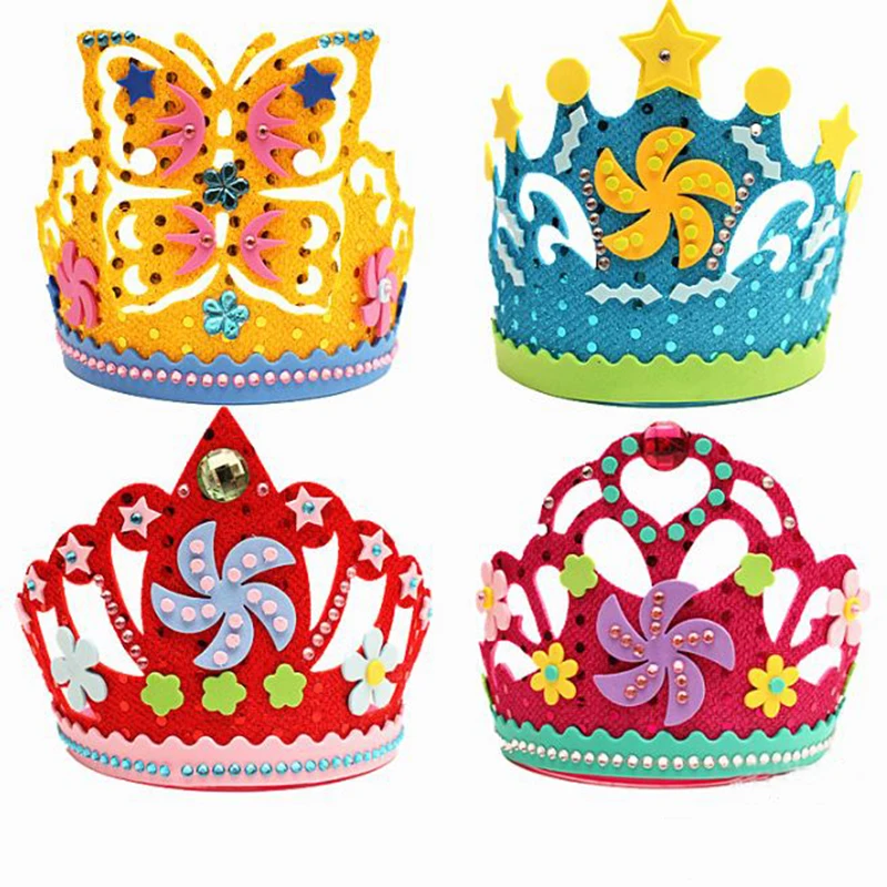 1 Pc Cute Children DIY EVA Crown Hat Handmade Material Pack Kits Puzzle Handicraft Birthday Party Cap Early Education Art Crafts | Игрушки и