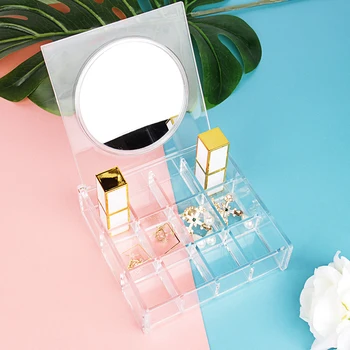 

Acrylic Tool Box Case 16 cells + mirror Jewelry Rings Craft Organizer Storage Beads tiny stuff Compartments Container Makeup Box