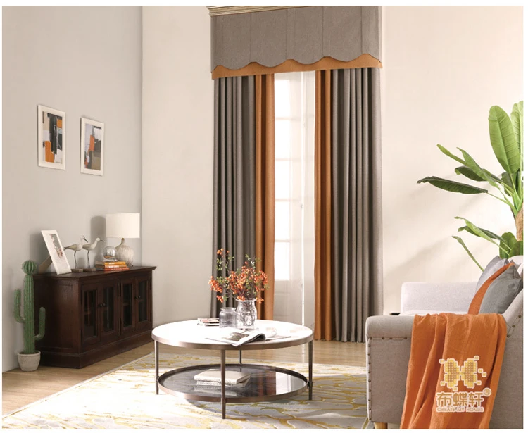 Новое поступление оранжевые серые затемненные занавески для спальни с вышивкой, роскошные занавески для гостиной, европейский стиль