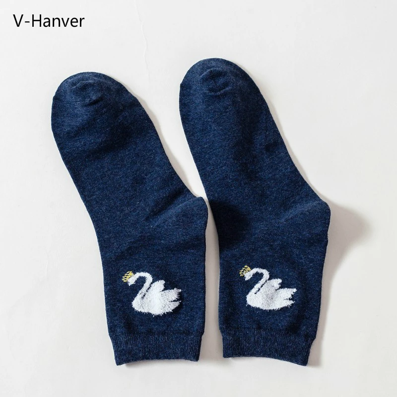 V Hanver новинка распродажа женские носки хлопковые Цветные Носки с рисунком лебедя