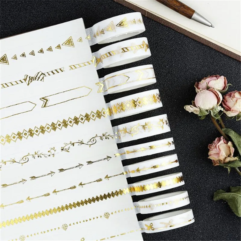 

1Pc Foil Washi Tape Quality Stationery Diy Scrapbooking Photo Album School Tools Kawaii Scrapbook Paper Stickers Gift
