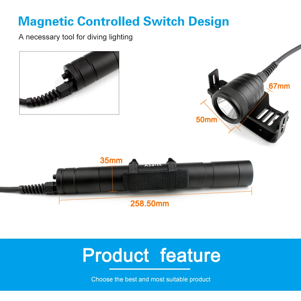Asafee Канистра Дайвинг светильник CREE XM-L2 светодиодный водонепроницаемый подводный фонарь светильник 26650 подводный мергулхо фонарь светильник для изучения