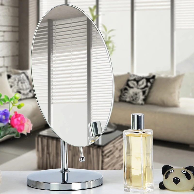 

Smooth 360 Degrees Rotation Stylish Chrome Finish Tabletop Vanity Makeup Mirror, Oval