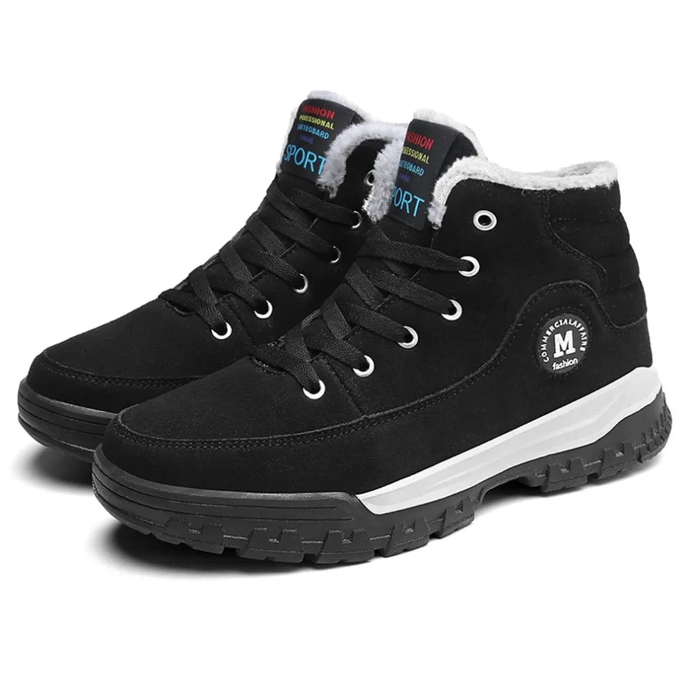 

Winter Comfortable Warm Cotton Boots Fashion Breathable Men Male Anti-Slip Cotton Ankle Boots With Velvet