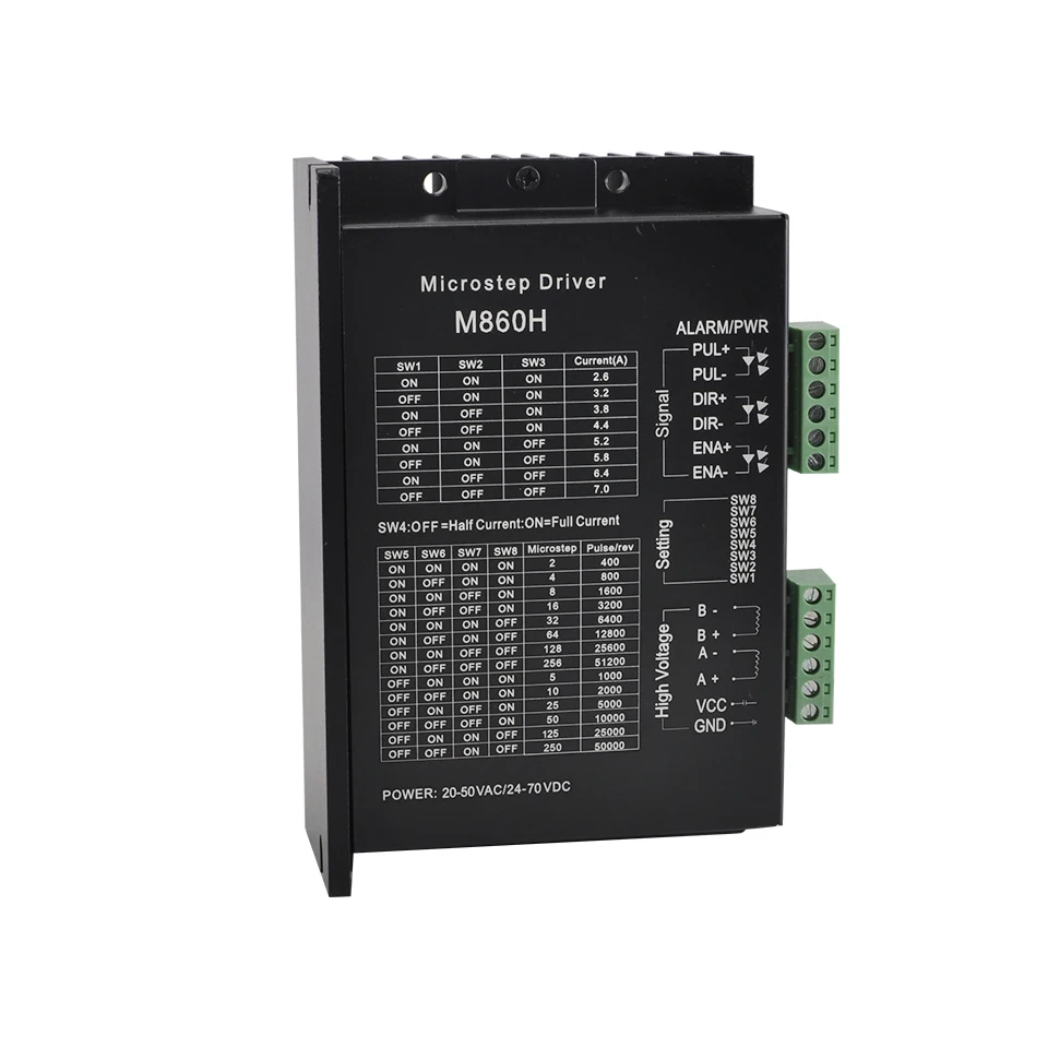 

M860H Motor Controller Driver Stepper Motor Driver 42/57 20-50VAC/24-70VDC Stepper Motor for Stepping Machine