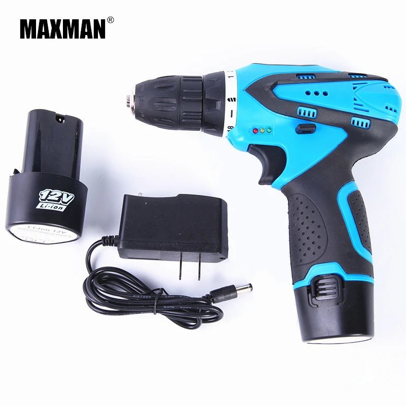 

Maxman 12V DC Cordless Drill Household DIY Lithium-Ion Battery Driver Power Dremel Electric Tools Woodwork Drills