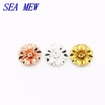 

SEA MEW 14mm*5mm 6 Colors Plated Copper Flowers Tray Setting Filigree Wraps Connectors Charm Findings For Jewelry Making 100PCS