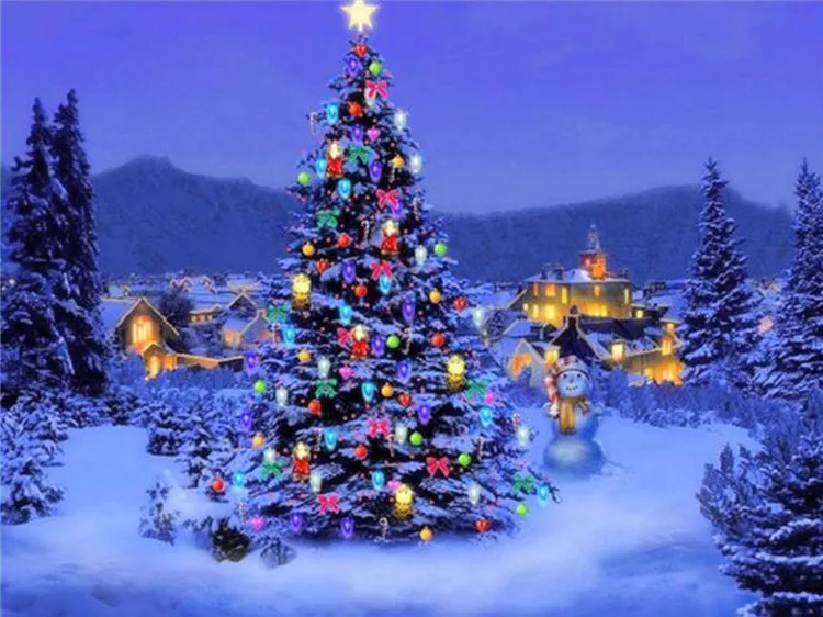 

Full cube drill 5D DIY Diamond Painting Christmas Eve Christmas Embroidery Cross Stitch Rhinestone Mosaic Painting Home Decor