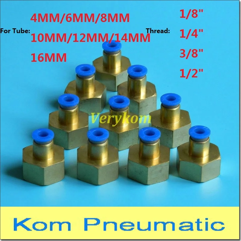 

10X Pneumatic Female Straight Air Fittings 6mm 8mm 10mm Tube Push In 1/8" 1/4" 3/8" 1/2" bsp Quick Connector PCF 6-01 8-02 10-02