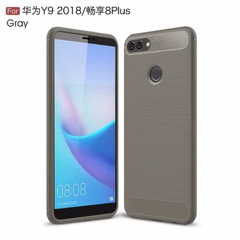 

50pcs/lot Carbon fiber Drawing TPU back shell protective cover case for Huawei Y5 Y6 2018 Y6 Pro Y7 Y9 2019 housing
