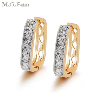 

MxGxFam (factory sale ) Square Hoop Earrings For Women Mix Gold Color Top Quality AAA+ CZ