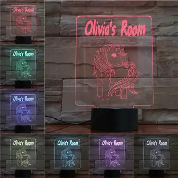 

Animal Horse Unicorn 3D Lamp Illusion Children's Night Light LED Bulb Multicolor Olivia's Gift Kid Toy Laser Name