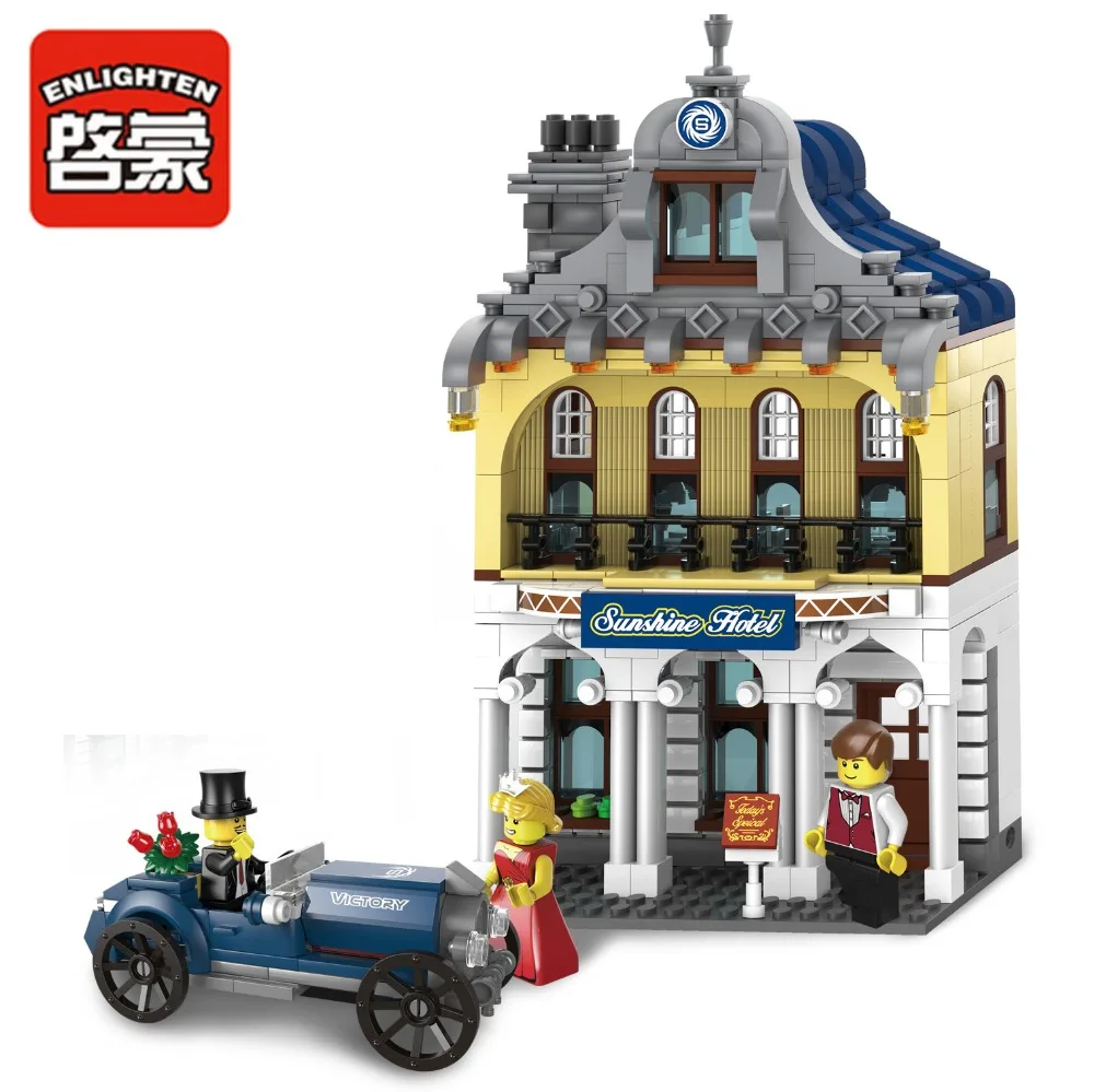 Enlighten Building Block City Town Hotel 3 фигурки 628 шт. MOC образовательный кирпич-без розничной коробки