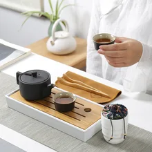 Традиционная китайская черная керамика Экспресс-чашка-заварник Портативный Путешествия Чайный набор чай чайник керамический с ярмарка чашка грубая керамика