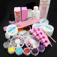 NEW Acrylic Glitter Powder Glue File Nail Art UV Gel Tips #168 Full Kit Set Ship From Russian